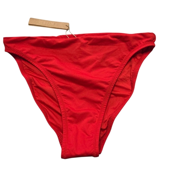 Skims Recycled Swim Mid Waist Bikini Bottom Panty Ruby Red Small NWT - Picture 2 of 7